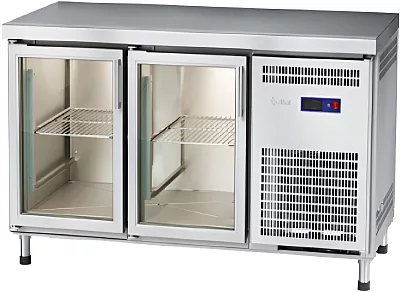 Стол холодильный среднетемпературный Abat СХС-60-01 неохлаждаемая столешница без борта, дверь-стекло, дверь-стекло