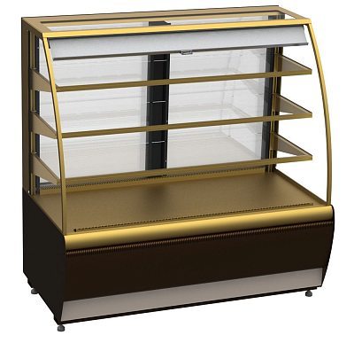 Витрина холодильная Carboma K70 VM 1,3-2 STANDARD Паттерн (открытая) (0108 Темный дуб)
